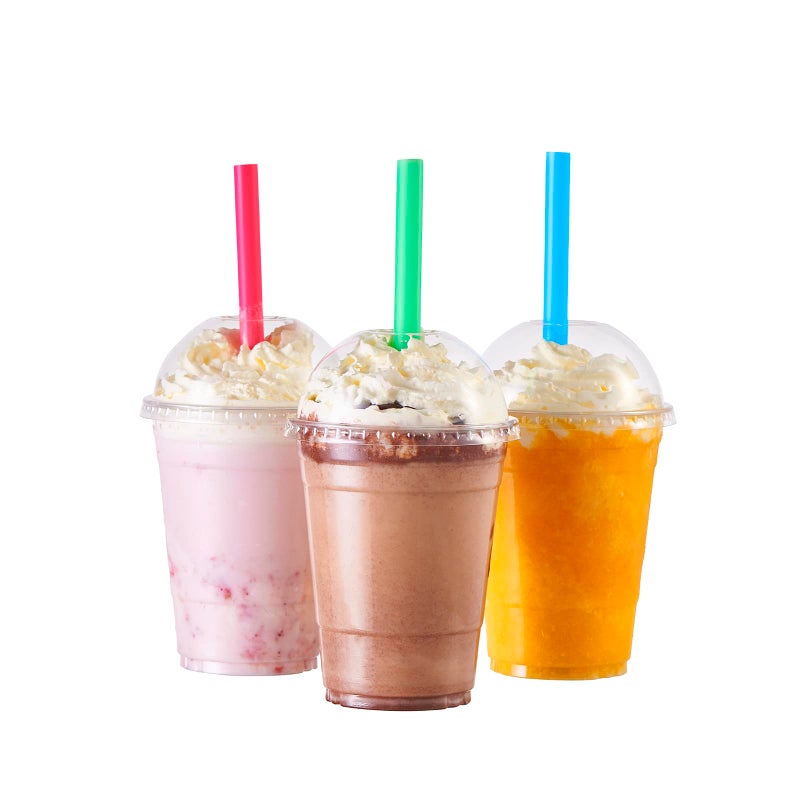 FULING [100 Sets-16 oz.] Plastic Cups With Dome Straw Slot Lids PET Crystal Clear Disposable Togo Cup BPA Free For Party Ice Cold Drinks Coffee Tea Parfait Dessert Smoothie Bubble Boba Fruit Milkshake Slush - Image 1